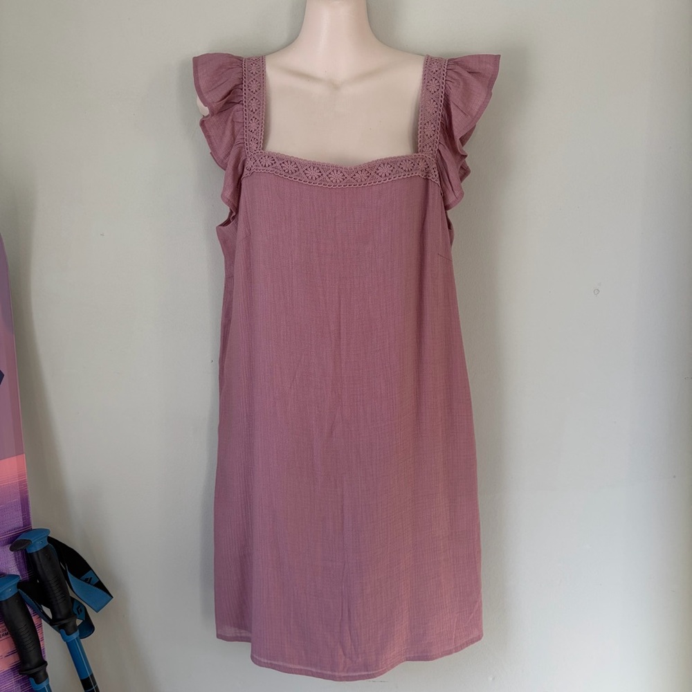 NWT! Mauve Lulus Country Charm Ruffled Mini Shift Dress Sz Medium ($59)